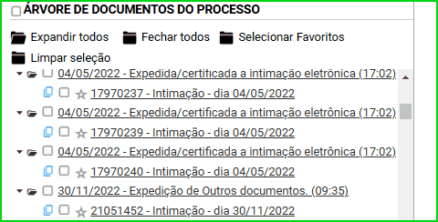 Expandir ou fechar pastas da árvore