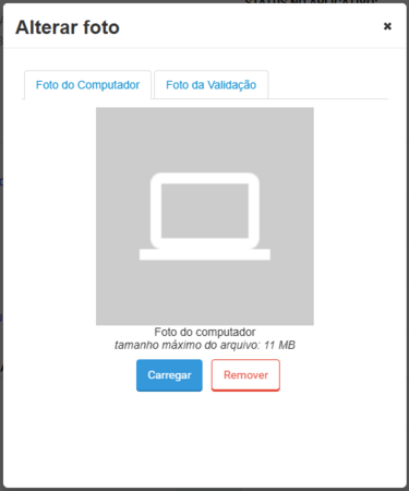 Alterar Foto – Computador: na aba Foto do Computador, você pode carregar uma nova imagem do seu dispositivo ou remover a foto atual.
